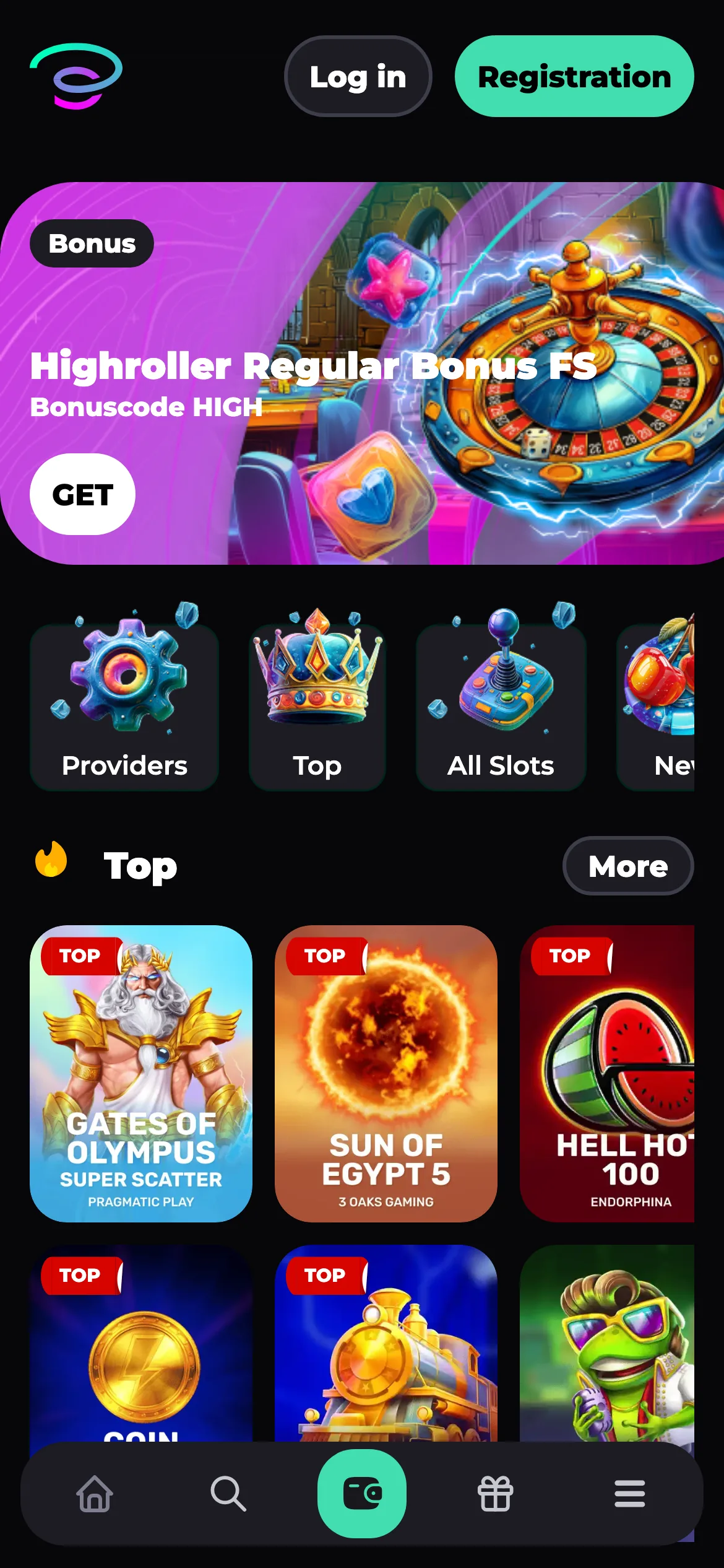 Slotornado mobile lobby screenshot